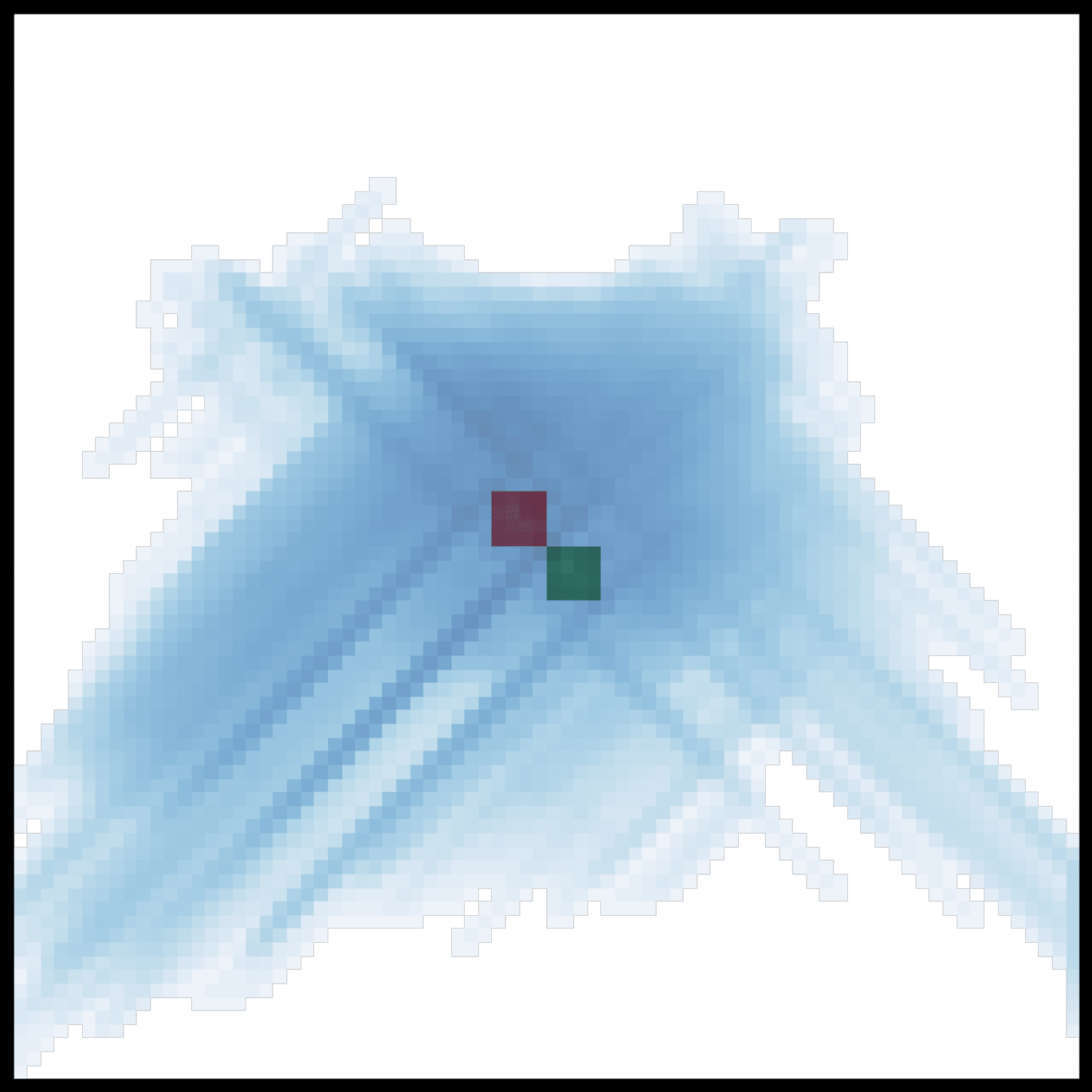 Vanilla QMIX visitation patterns show scattered influence